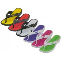 W8830L-A - Wholesale Women's "EasyUSA" Soft Comfortable  2 Tone Color Mid-Heel Rubber Thong Sandal ( *Asst. 6 Colors )